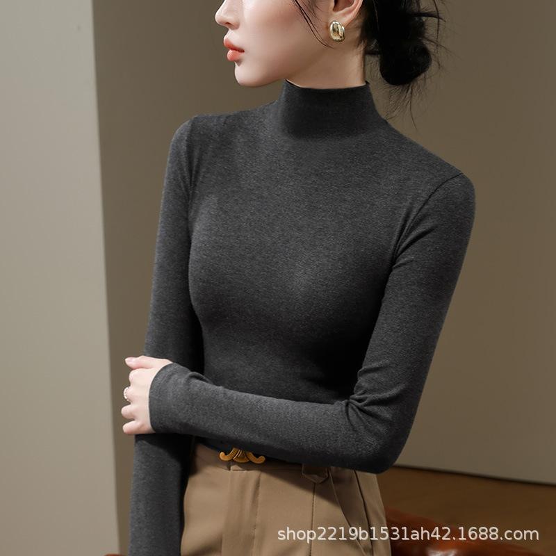

Half Turtleneck Double-sided German Velvet Bottoming Shirt for Women, New Autumn and Winter Thickened Inner Warm Long-sleeved Top 3XL сірий