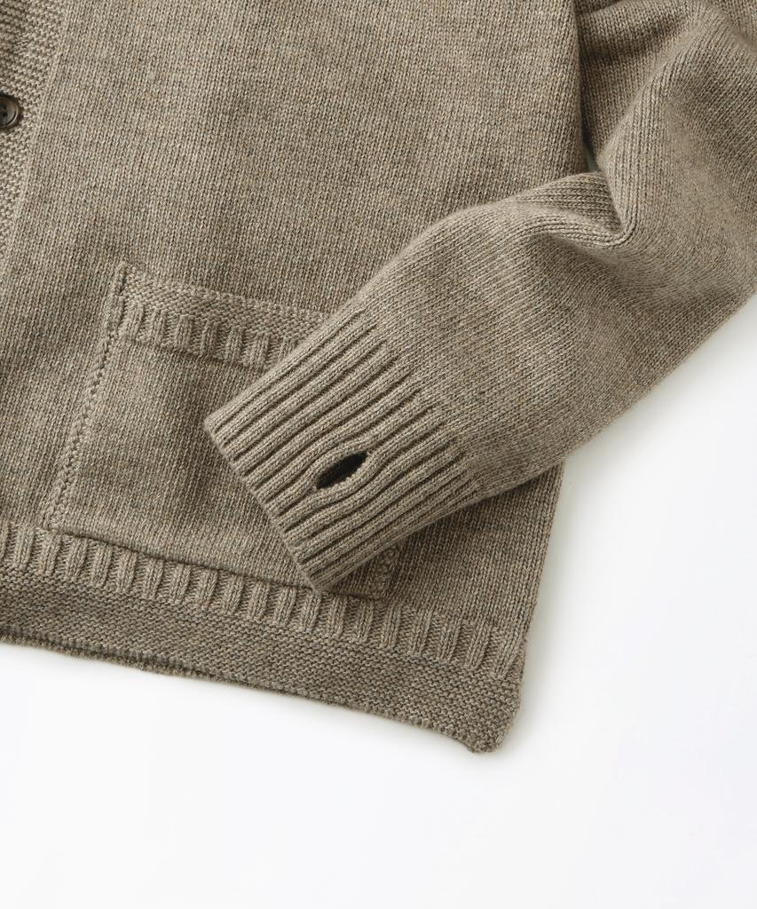 Outstanding Lambswool Fisherman Cardigan_L.Brown