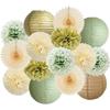 Bolas de Flores de Papel e Lanternas com Tema Verde para Decoração de Festa e Casamento