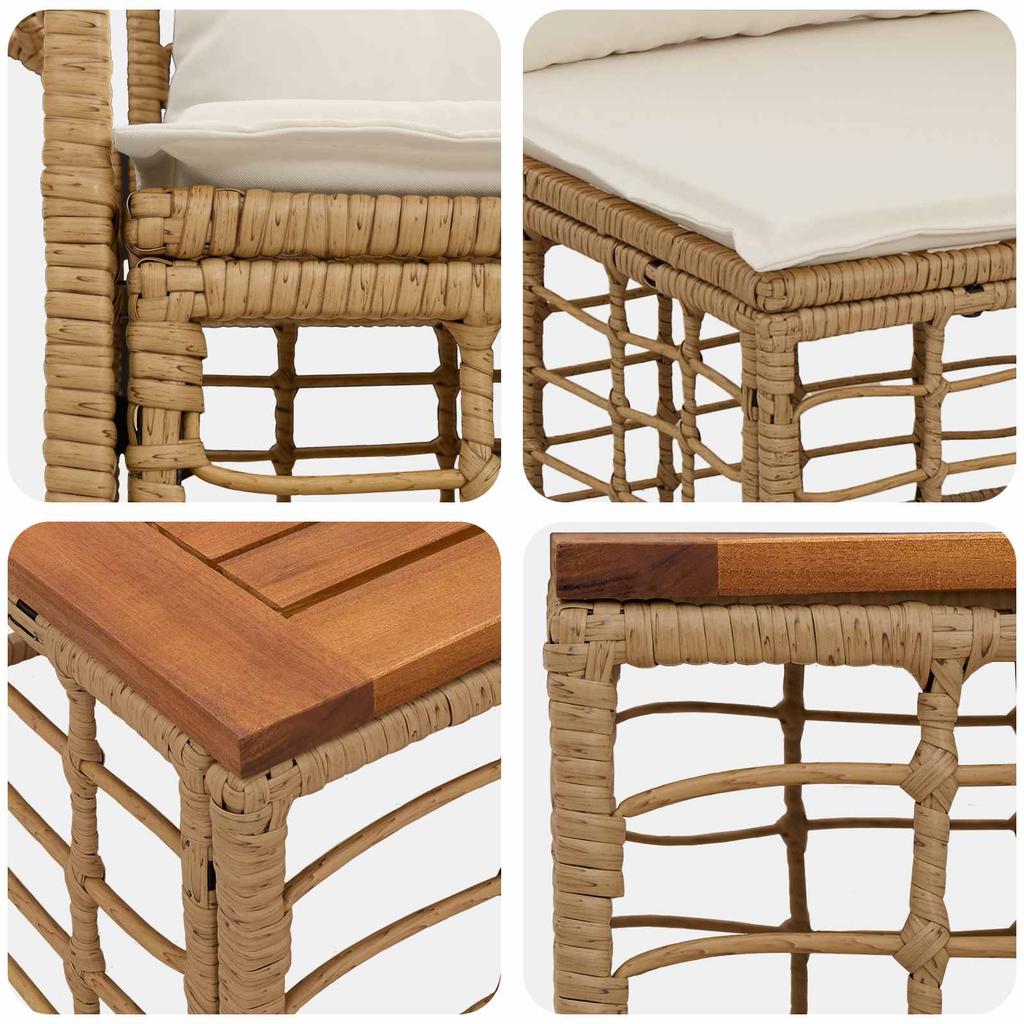Outdoor Sofa Set 12 Pcs Natural & Cream White Polyester
