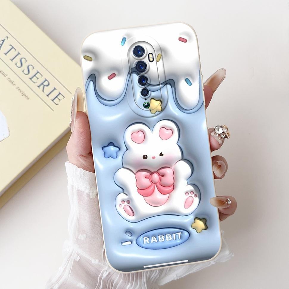 For Oppo Reno 2 2F Case Cute Rabbit Painted Cover Soft Silicone TPU Phone Cases For Oppo Reno2 F Reno 2F Back Cover Funda