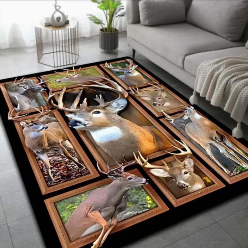 Elk Christmas Red Santa Claus Truck Pattern Carpet Door Mat Door Mat Living Room Carpet Christmas Room Home Decoration Rugs
