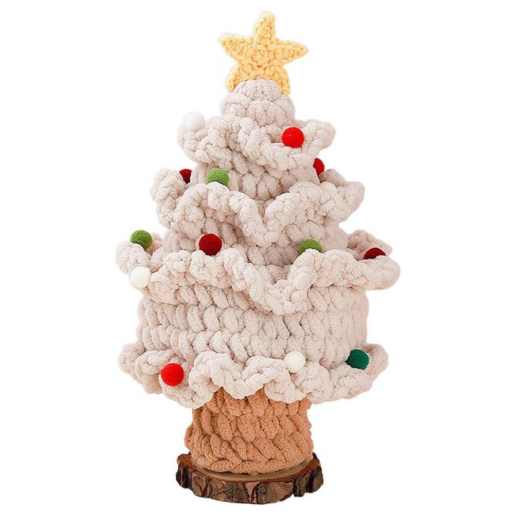 Finished Crochet Christmas Tree Hand Woven Artificial Knitted Tabletop Ornament  Christmas Day