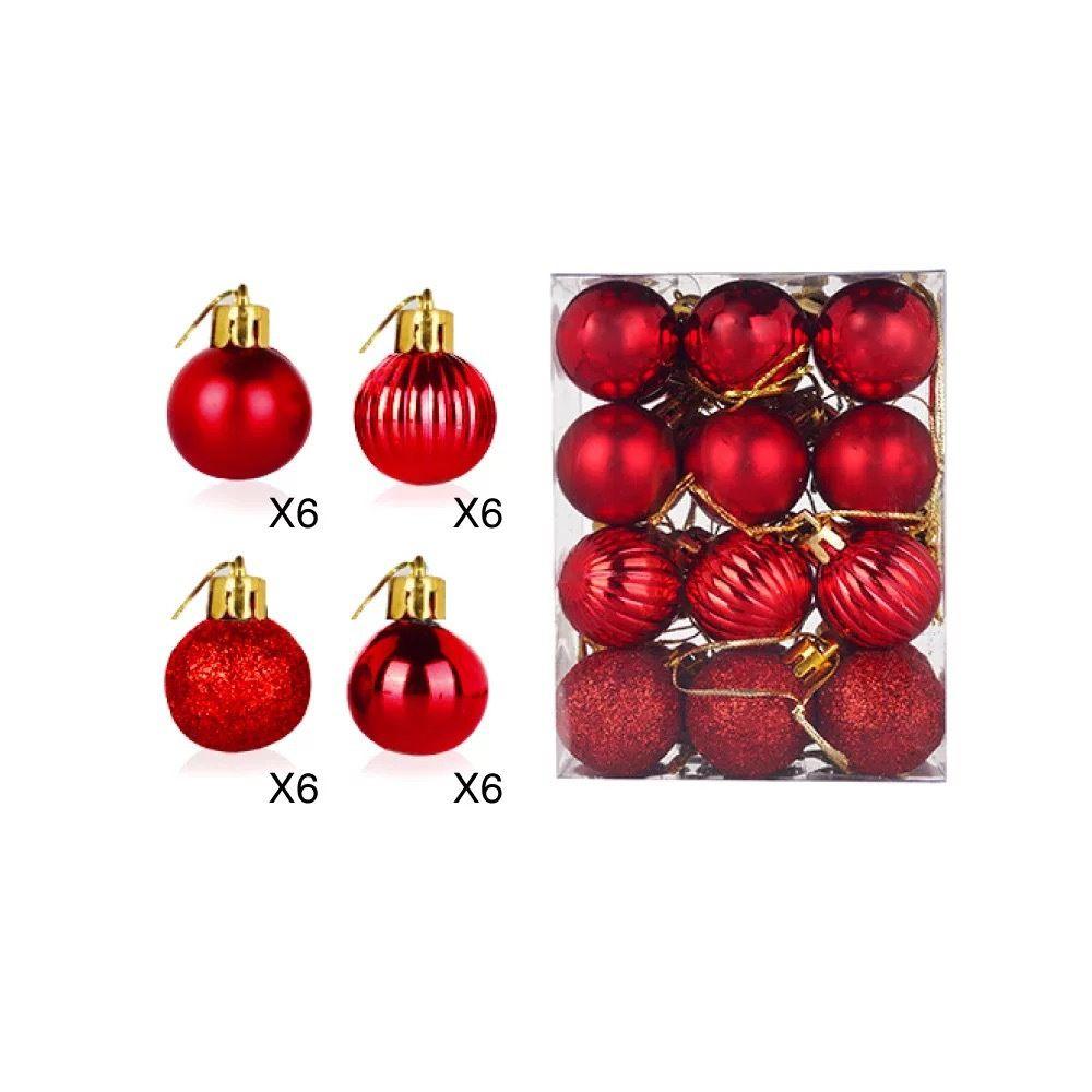 24Pcs 30mm Christmas Tree Balls Small Bauble Hanging Home Party Ornament Decor Xmas Small Bauble New Year Supplies