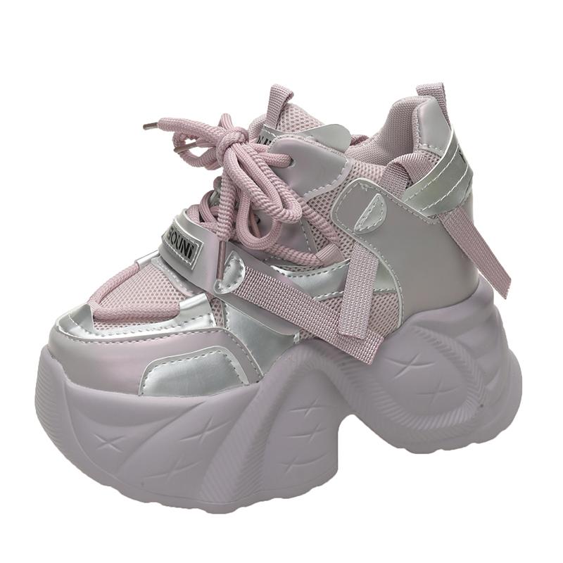 Fashion 9.5CM 2024 Spring Non-slip Outdoor Chunky Sneakers Women Vulcanize Platform Wedge New Autumn Leather Loafer Fashion Comfy Shoes