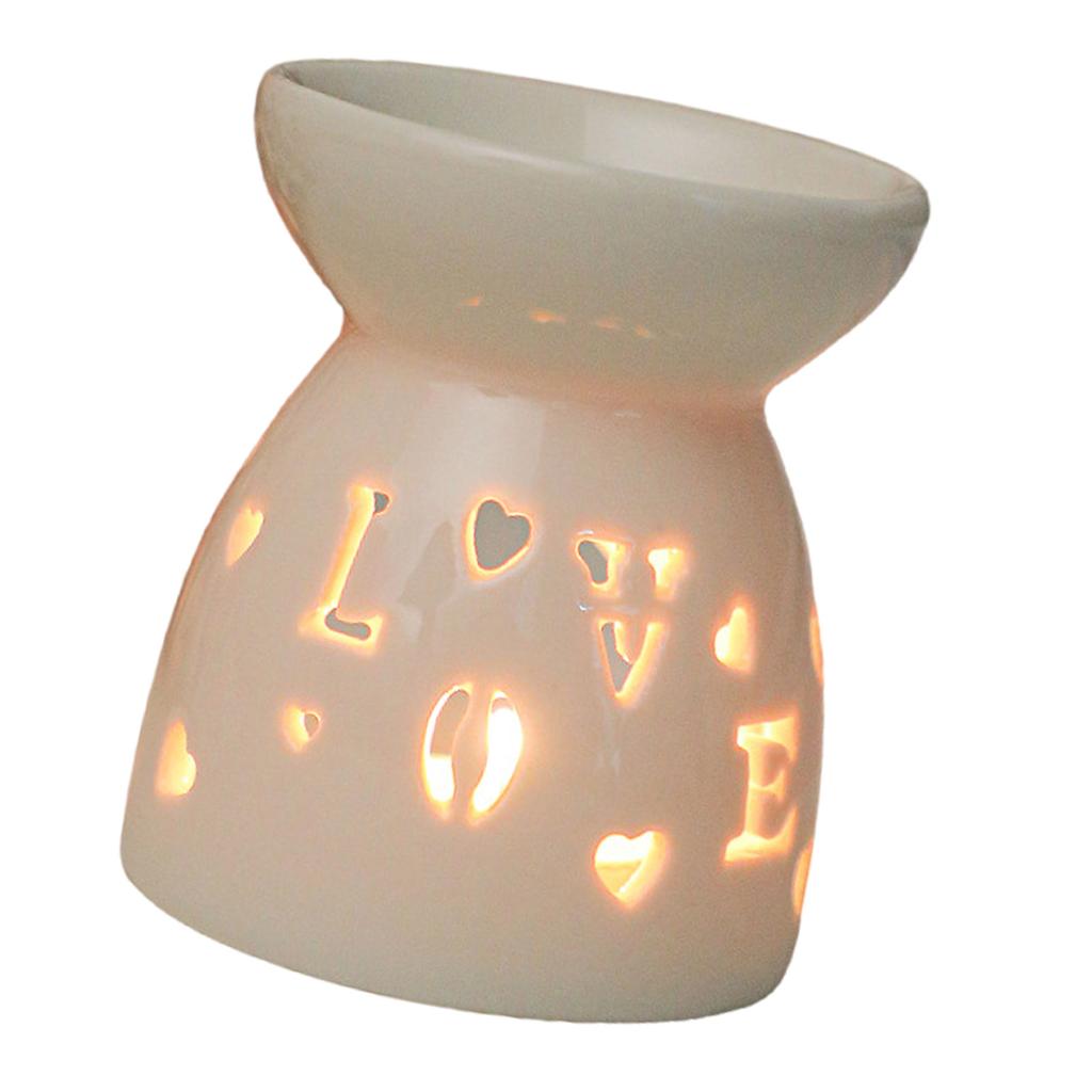 Ceramics Hollowed Out LOVE Florals Essential Oil Burners Tealight Candle Holder Aromas Diffuser for Elegant Home Decors