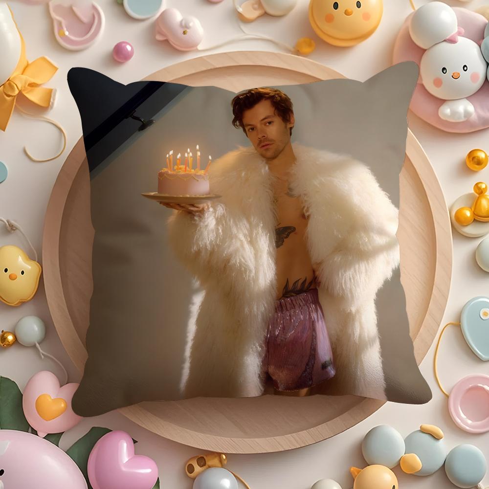 H-Harry S-Styles Singer Cushion Cover Home & Car Multi-Scene Pillow Cover - Reversible, Soft & Durable for Daily Use