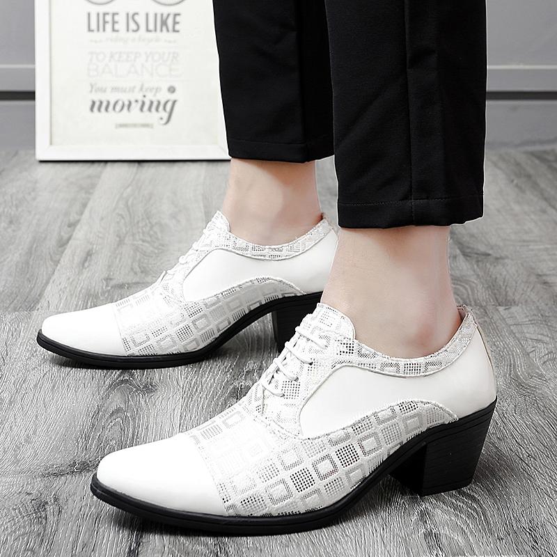 Brand 2025 Men's High-heeled Leather Shoes Fashion Red Wedding Dresses Shoes For Men Luxury Formal Shoes Man Zapatos De Vestir