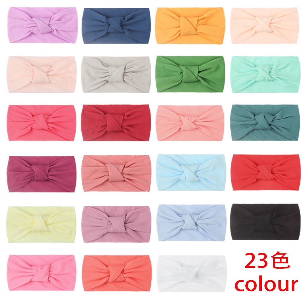 Unisex dětská čelenka s uzlem/Nylonový turban 13-24 měsíců Elastická omyvatelná ekologická pomůcka pro kojence a batolata
