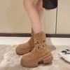 Thick-soled retro hollowed-out western cowboy small short boots women's new breathable heightening cool boots medium tube Martin boots