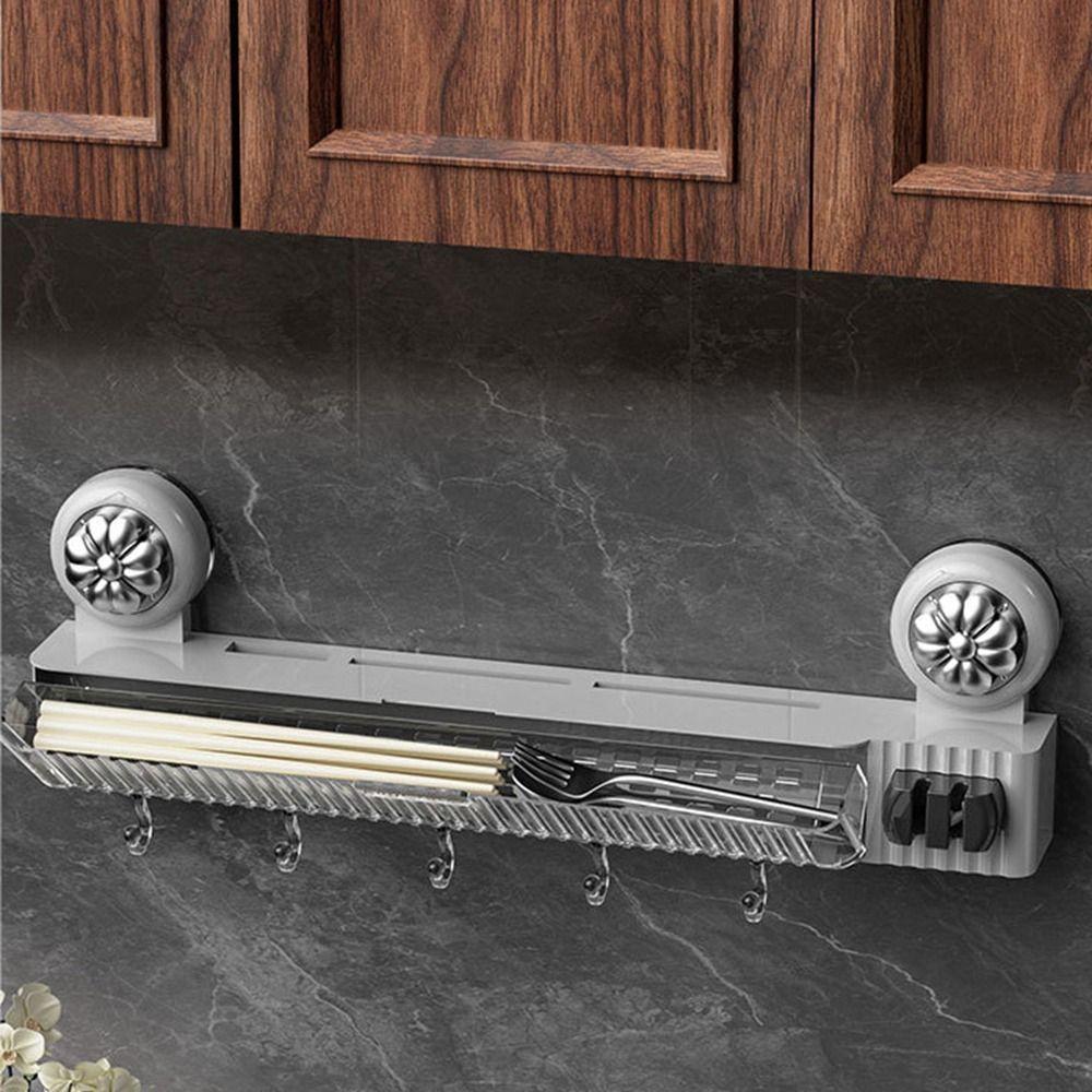 Large Capacity Suction Cup Knives Rack Wall Mounted Kitchenware Organizer for Home
