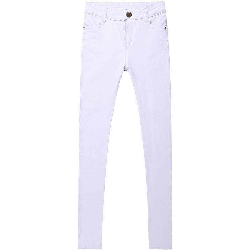 Candy-Colored Women's Mid-Waist Skinny Jeans: Sexy, Stretchy, Versatile Denim Pants In Solid White
