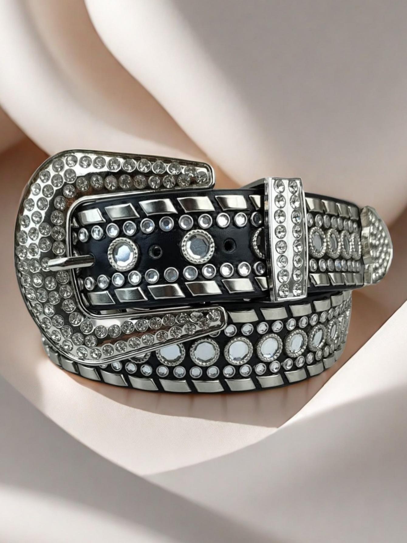 

Diamond Studded Sparkling Belt Y2K Personalized Diamond PU Belt For Women