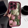 Aesthetic Rose Floral Pattern Silicone Phone Case For iPhone 16 Pro Max 15 14 13 12 11 7 8 Plus X XS XR SE 16E Shockproof Cover