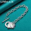 Bracciale con Ciondolo Doppio Cuore in Argento Sterling 925 per Donne Gioiello Charm per Festa di Matrimonio
