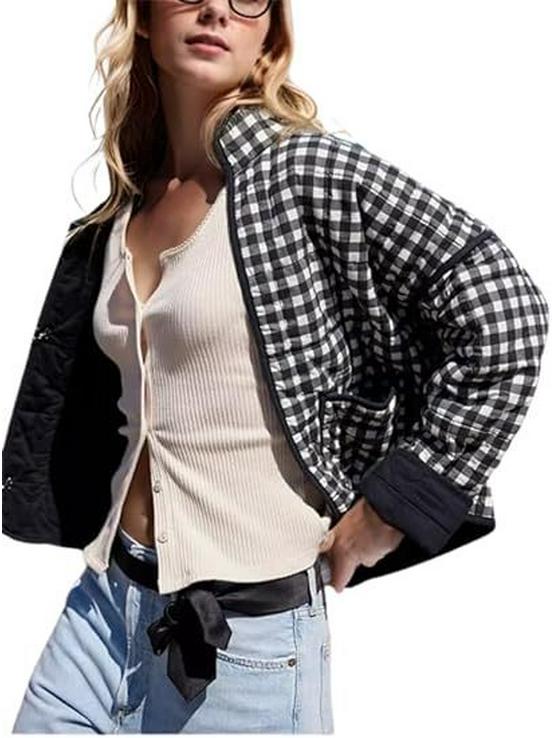 2024 Autumn/Winter Quilted Color Block Women's Cotton Jacket