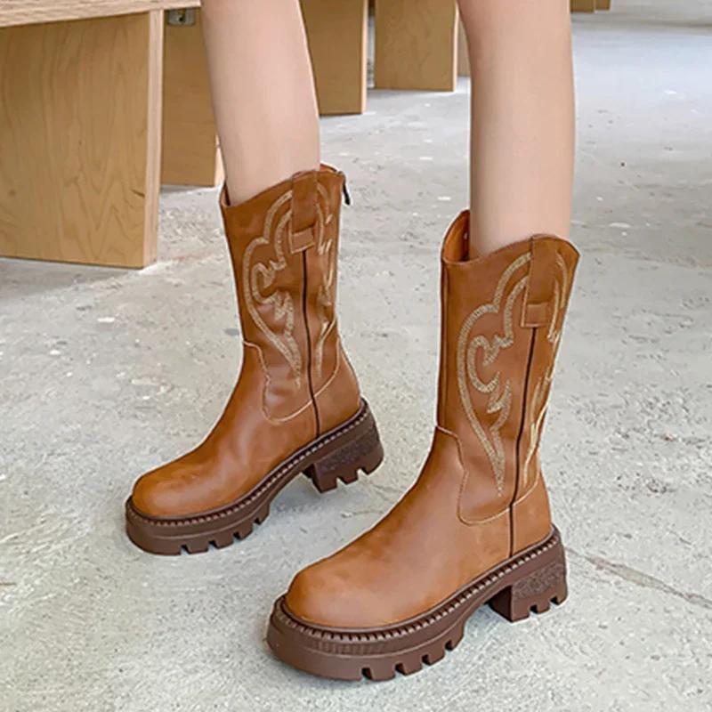 

Модные женские туфли на плоской подошве до середины голени, ботинки челси, зимняя модная обувь на платформе 2024 года, дизайнерские трендовые платья, готические ботинки, удобные для ходьбы, Zapatos Mujer 40