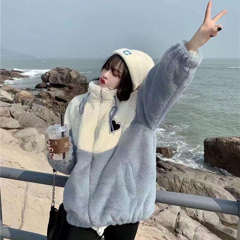 Women's Autumn Winter Fashion Trend Fleece Lined Thickened Warm Half High Collar Coat