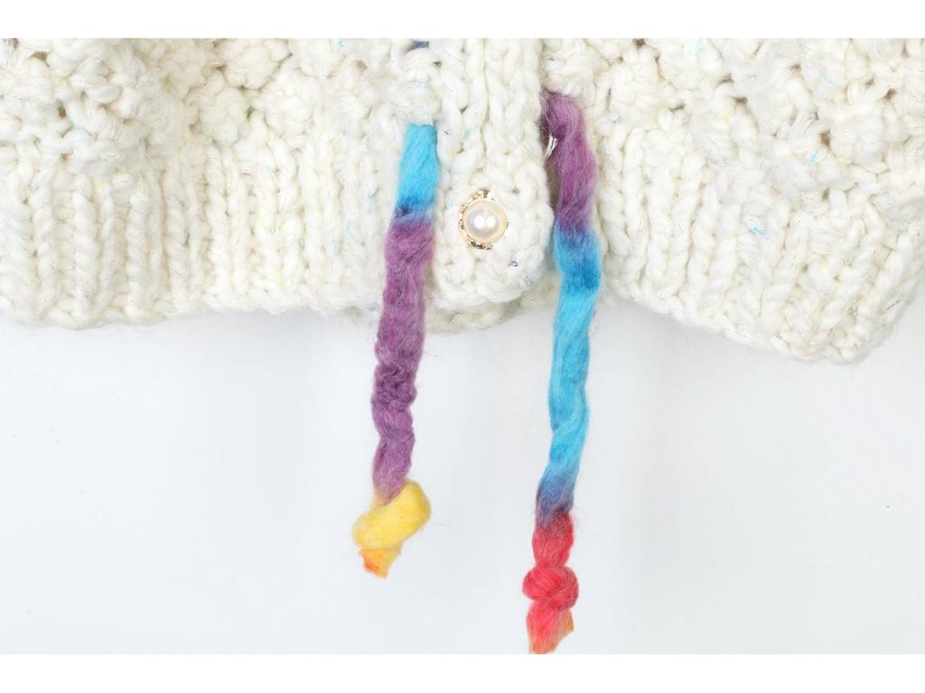 European-American Autumn/Winter V-neck Sweater: Hand-crocheted Rainbow Lazy Style, Loose Fit, Advanced Temperament.