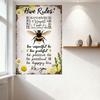 Hive Rules Bee Themed Metal Tin Sign Vintage Rustic Life Rules with Be Humble Honest Kind Positive Happy Decor for Home Cafe Bar