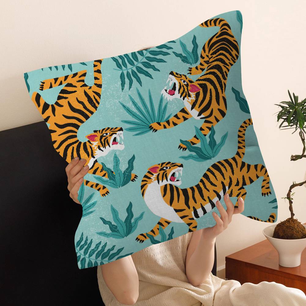 Animal Style Tiger Cushion Case Autumn Jungle Pillow Anime Pillow Sofa Bed Head Pillow Cover Cushion Cover 45x45 cm Fashion