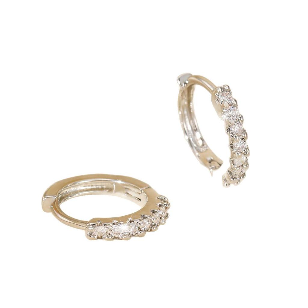 Minimalist Copper-Plated Zircon Luxurious Hoop Earrings