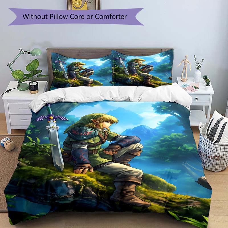 3pcs Legend of Zelda Cover Set, 1 Cover + 2 Pillowcases (No Insert), Bedding for All Seasons, Bedding,Bedroom Decor yy250922074