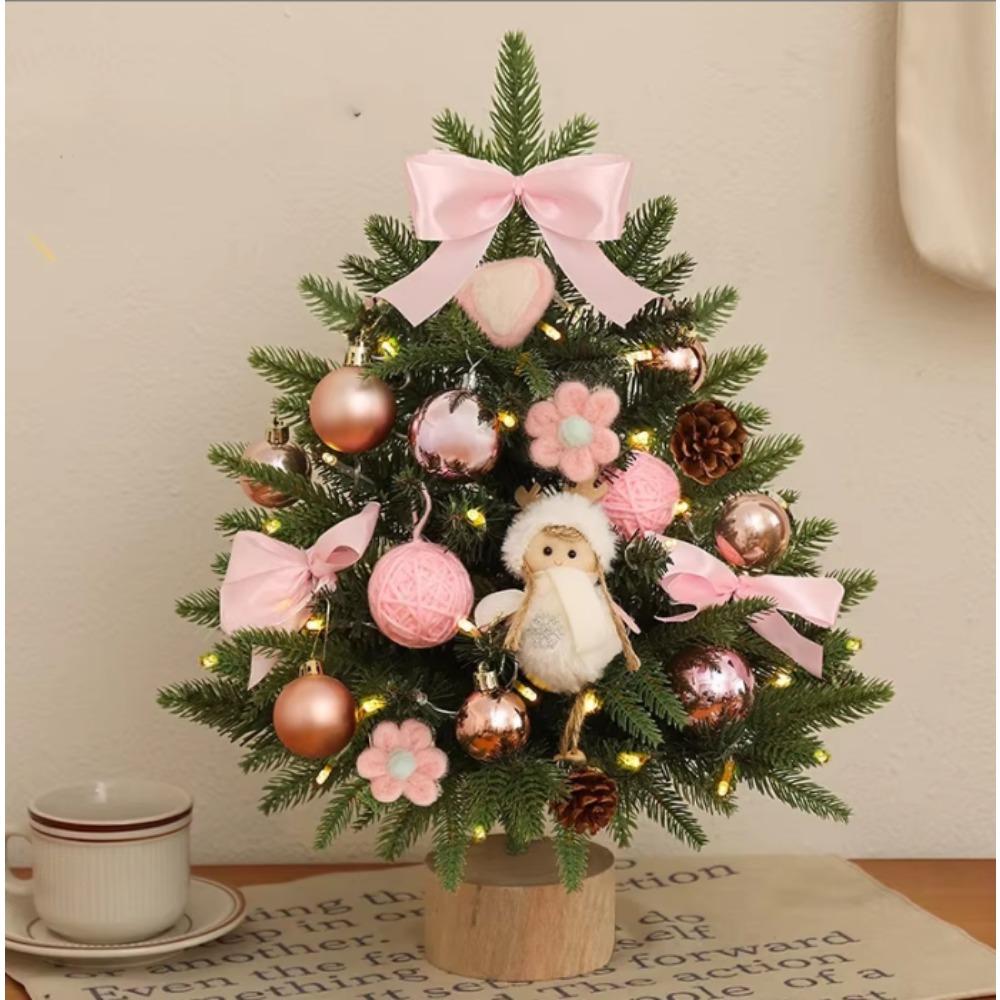 Christmas Tree Christmas Decorations Indoor Arbol De Navidad Con Luces Small Christmas Tree with Lights Warm Wooden Base for Christmas Decor Home
