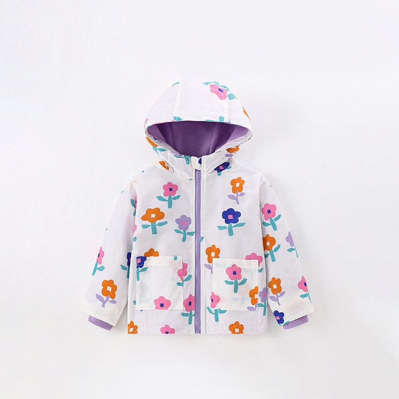 Malwee Children's Fleece Jacket Autumn and Winter New European and American Style Hooded Little Girl Zipper Shirt Girls' Top