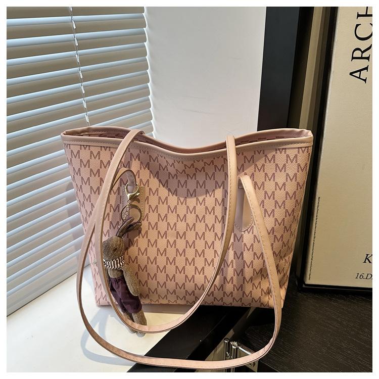 

Сумка большой вместимости женская 2025 новая портативная сумка-тоут для работы, поездок, на плечо, для выхода в свет, сумка для мамы и малыша Without pendant розовый