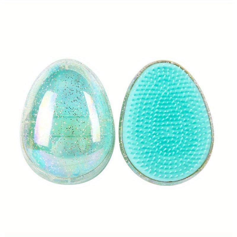 1pcs Mini Tangle Hair Comb Egg Shape Anti Static Soft Massage Hairbrush Glitter Travel Smoothing Brush Hair Styling Tools