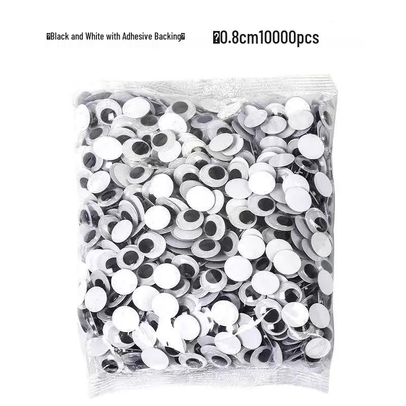 Self-Adhesive Movable Black and White Eyeballs with Eyelashes for Creative DIY Accessories