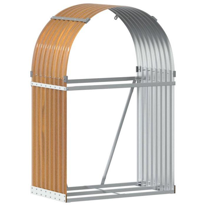 Porte-bûches - Marron clair - Acier galvanisé - 80x45x120 cm - Rangement extérieur - Mixte