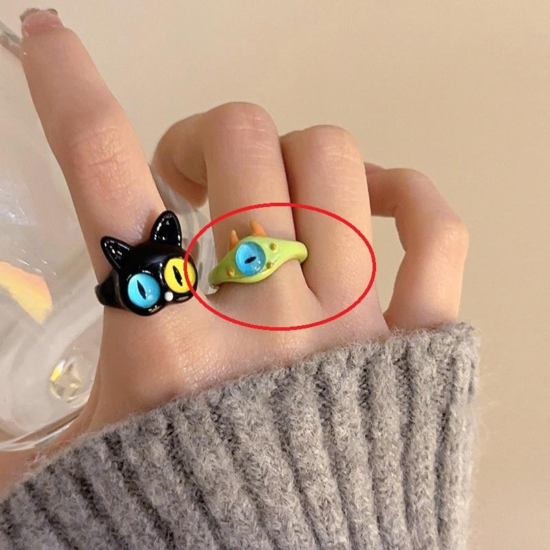 2023 New Fashion Trend Unique Design Elegant Delicate Sweet Black Cat Open Ring Couple Wedding High Jewelery Wholesale