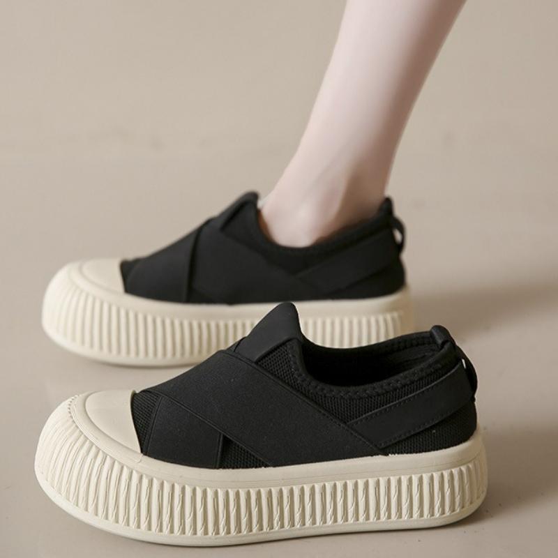 Women's Shoes Classic Breathable Canvas Casual Footwear Platform Vulcanized Shoes Slip on Casual Loafers Women Non Slip Sneakers