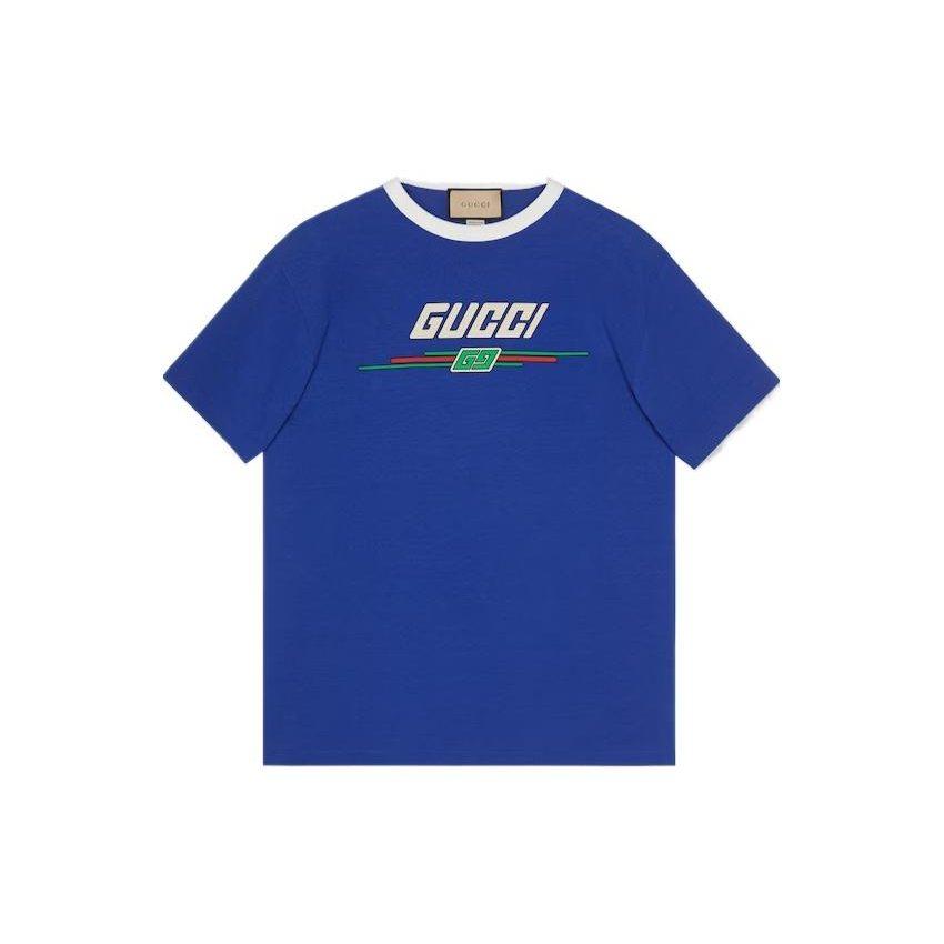 GUCCI T Shirt With Gucci Print T Shirt Men's Blue 771477-XJF7B-4410