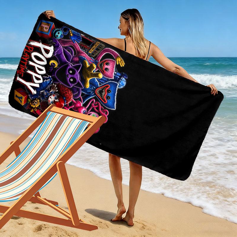 Poppy Playtime Print Beach Towel, Large Soft Quick Dry Towel for Beach Camping Swimming