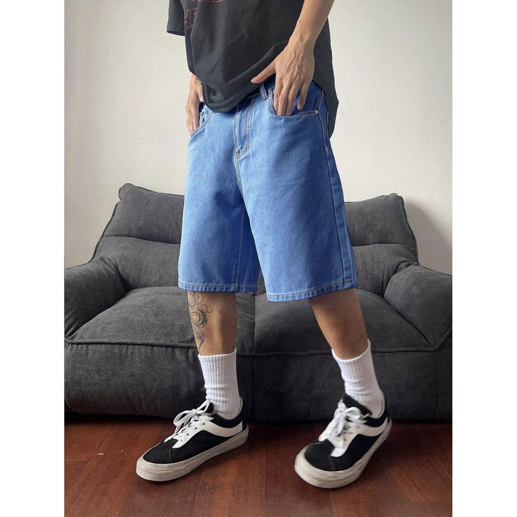 Summer Trend Niche Retro Denim Shorts Men's Loose Casual Trendy Brand Five Quarter Pants