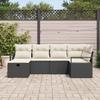 Sofa Set with Cushions and Storage Black and Cream Poly Rattan