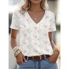 Women'S Floral Print Vneck Tshirt, Suitable for Easter Wear, with a Cottagecore And Romantic Style