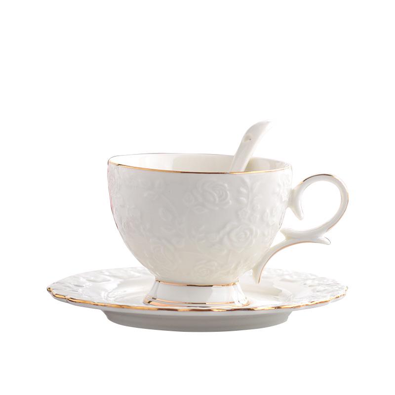 Retro European Style Ceramic Iced Americano and Latte Cup Set with Saucer