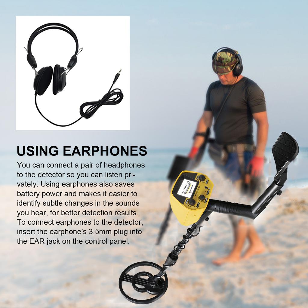 Metal Detector High Accuracy   Stem 7 Inch Waterproof Coil All Metal & Disc Modes with with Headphone & Folding Shovel Set for Underground Co