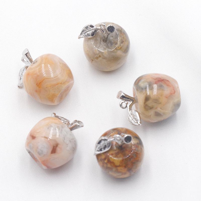 Naturkristall Achat Halbedelstein Amethyst Apfelanhänger Weihnachtsgeschenk