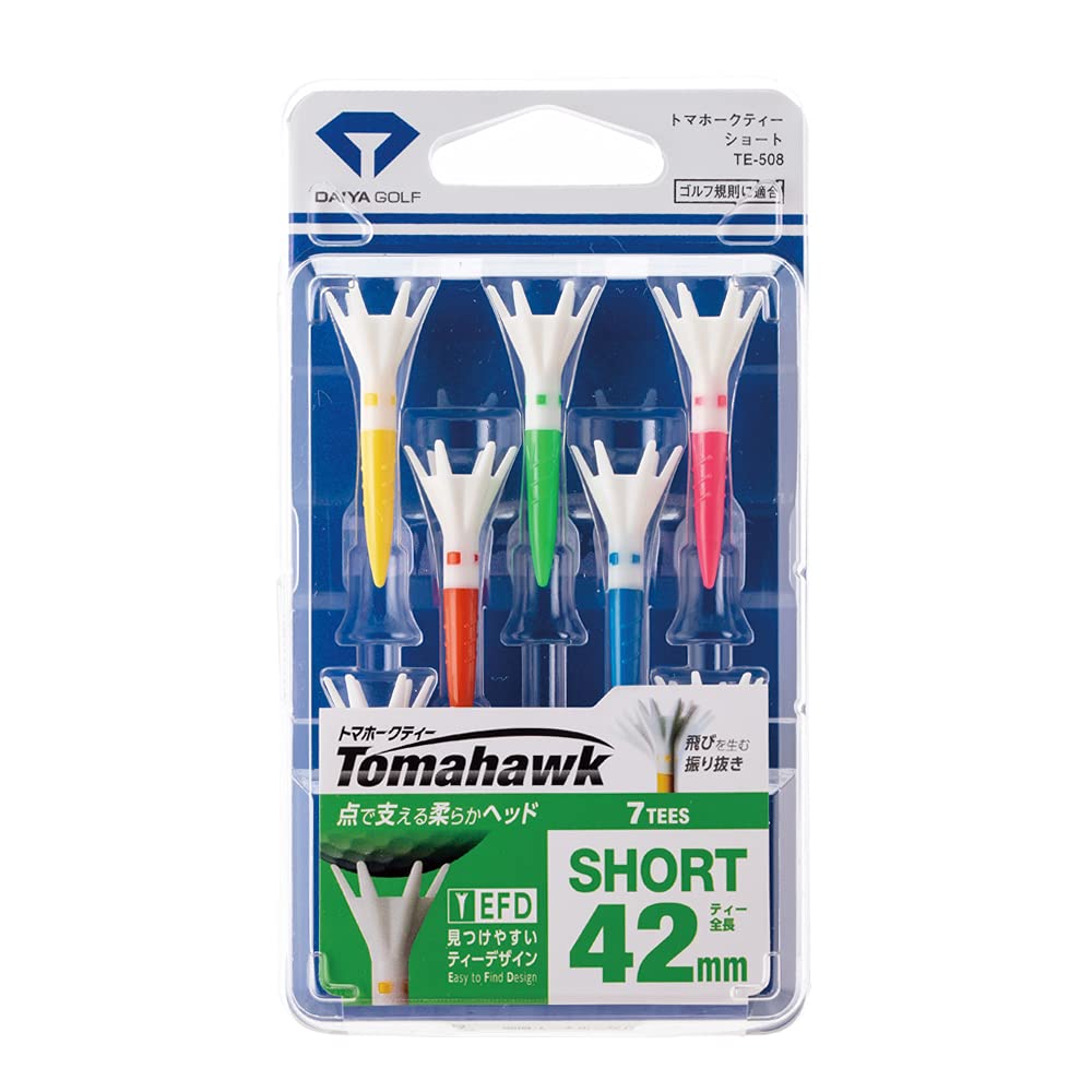 DAIYA GOLF Golf Tee Tomahawk Tee Short Total Length 42mm A Type Part (7 Pieces) TE-508A (cup White)