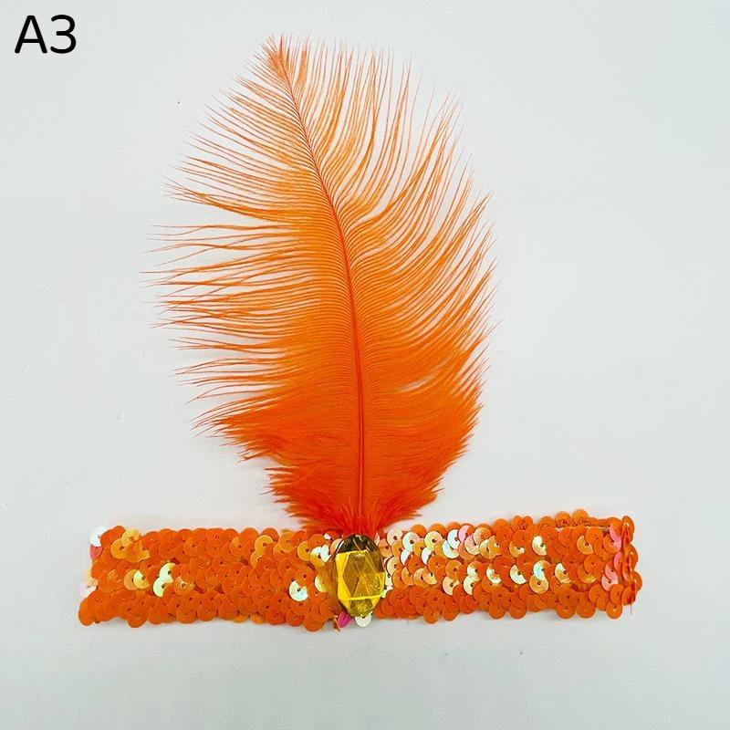 1Pcs Colorful Feather Sequin Gem Headpiece Aesthetic Flapper Headband For 1920S Party Costume Accessory Dress Up