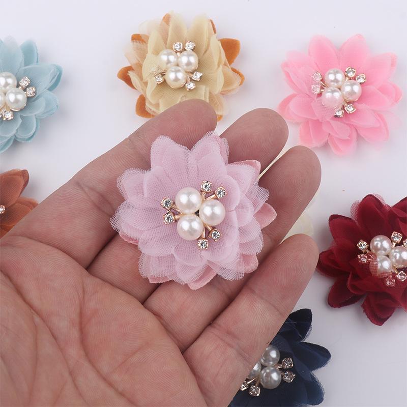Fresh Handmade Pearl Flower Tulle Fabric Headwear for Kids - Realistic Jewelry Accessories