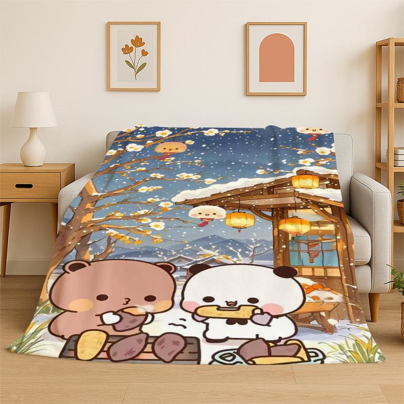 Morbida Coperta Plaid in Flanella, Disegno Carino Bubu Dudu Orso Amore, Coperta Accogliente per Letto, Divanetto, Divano, Camera da Letto, Soggiorno, Viaggio, Campeggio
