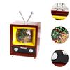 Weihnachts-Fernsehskulptur aus Holz, Weihnachts-Minifigur, kleine Fernsehstatue für festliche Anlässe
