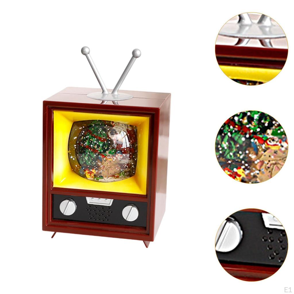 Weihnachts-Fernsehskulptur aus Holz, Weihnachts-Minifigur, kleine Fernsehstatue für festliche Anlässe