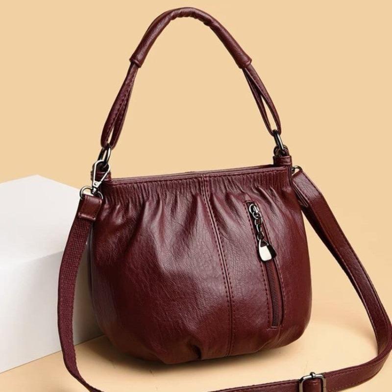 Fashionable Handbag Ladies' Bag Bucket Bag Underarm Bag Casual Soft Leather Feel Crossbody Bag for Middle-aged Women